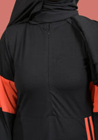 Neon Orange & Black Sportswear Abaya