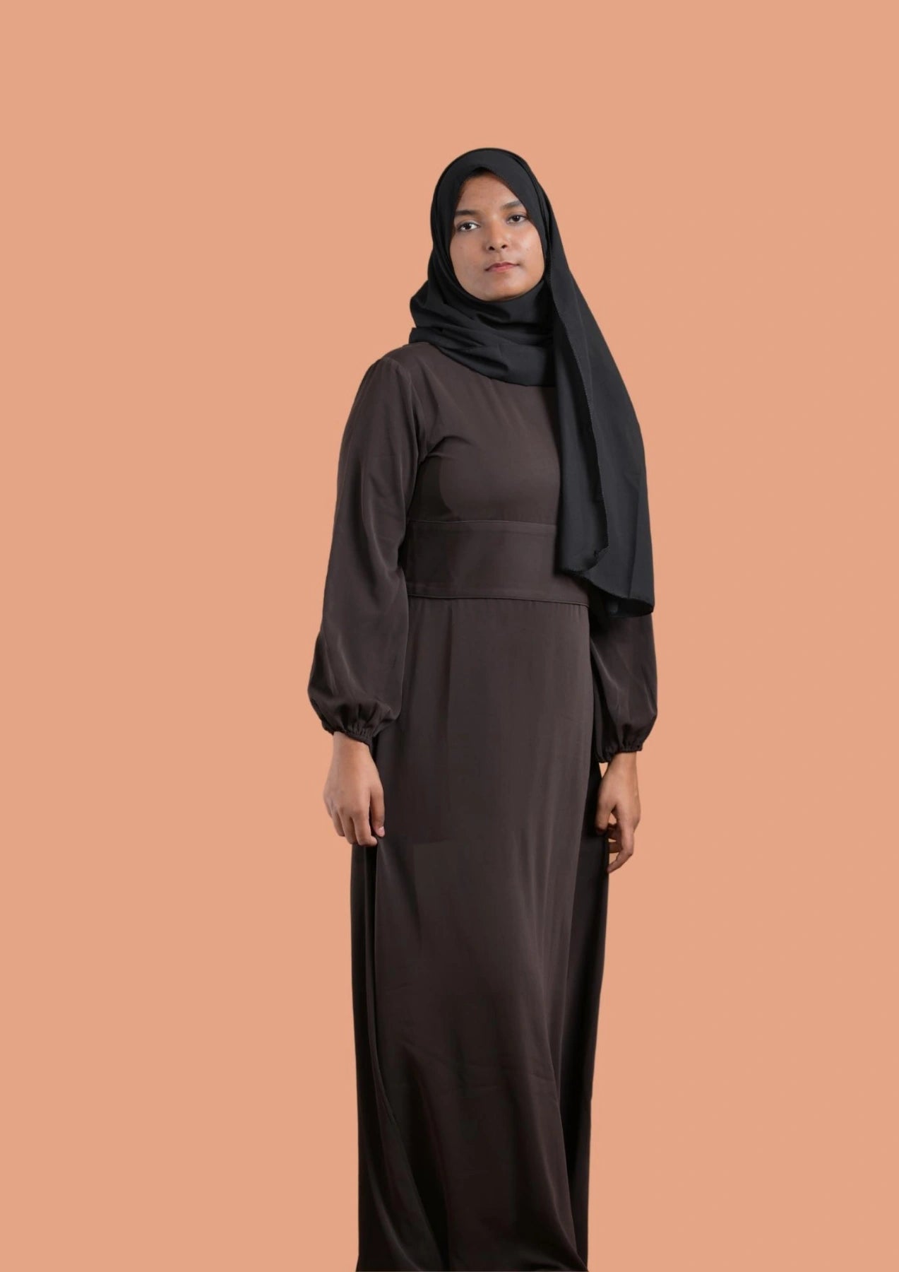 baraqah female coffee brown color modest fashion abaya for girls 