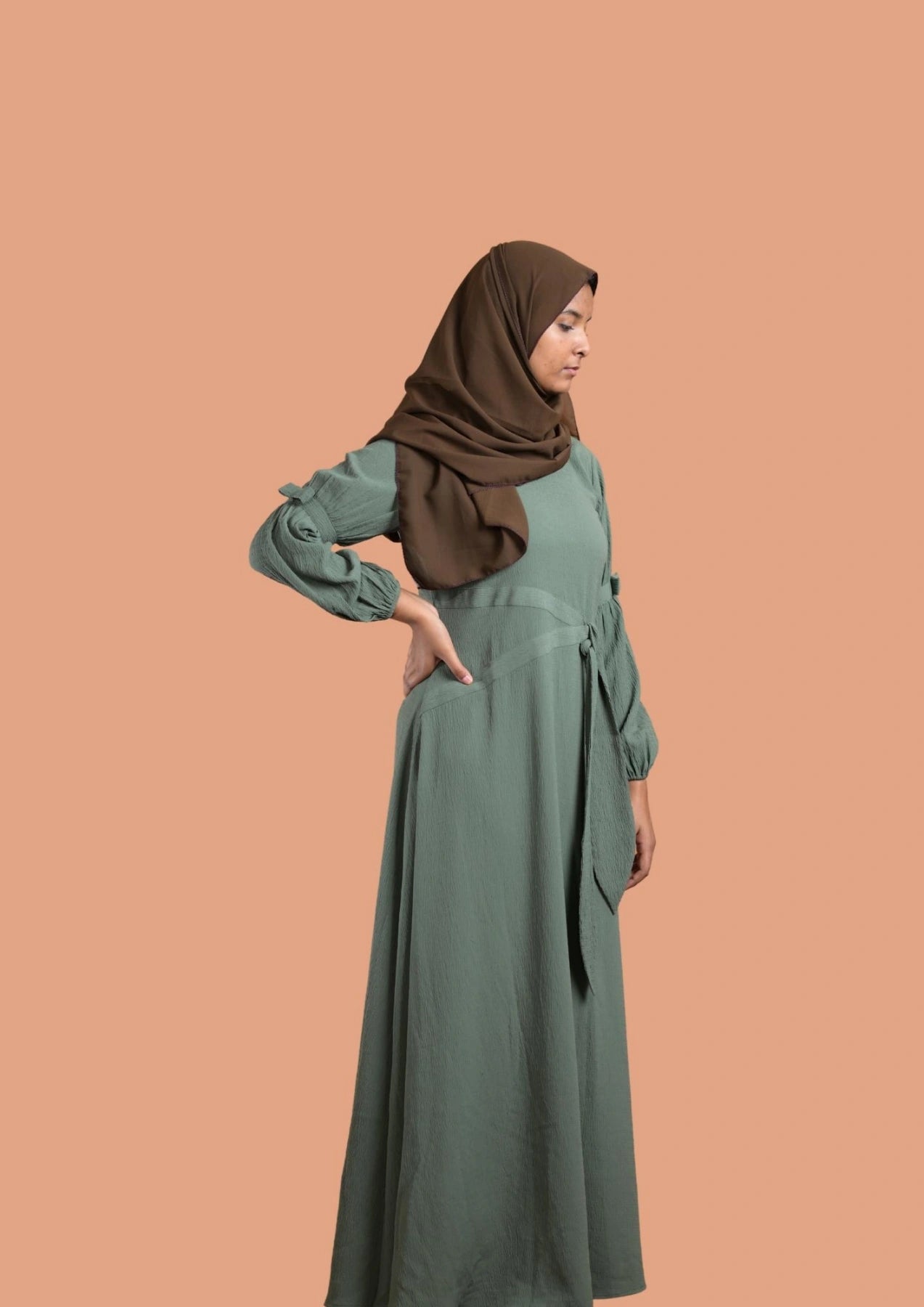 Mint Elegance Belt Illusion Abaya