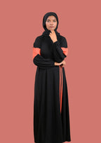 Neon Orange & Black Sportswear Abaya