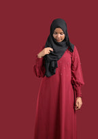 baraqah female red color modest fashion abaya for girls 