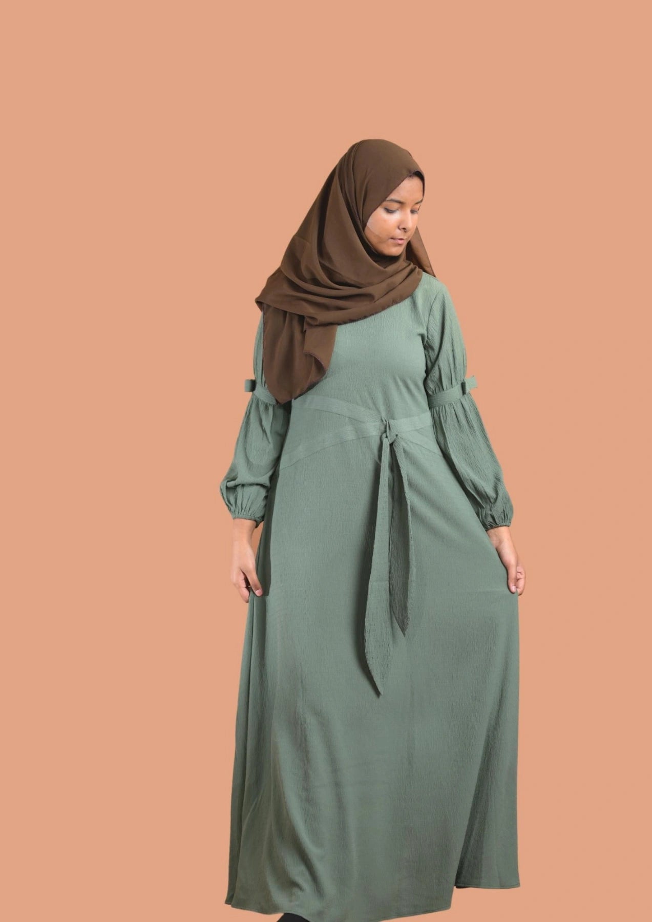 Mint Elegance Belt Illusion Abaya