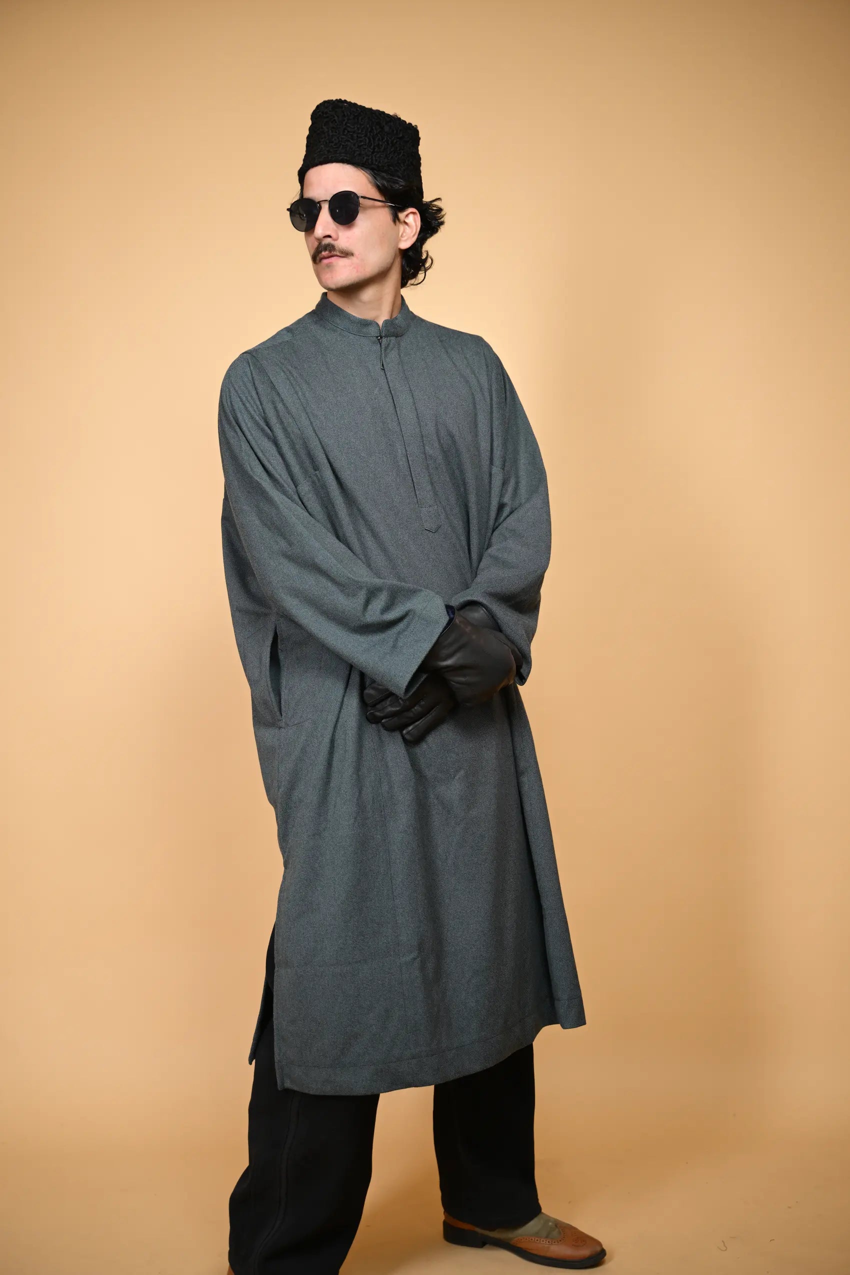 baraqah aquamarine lined men pheran 