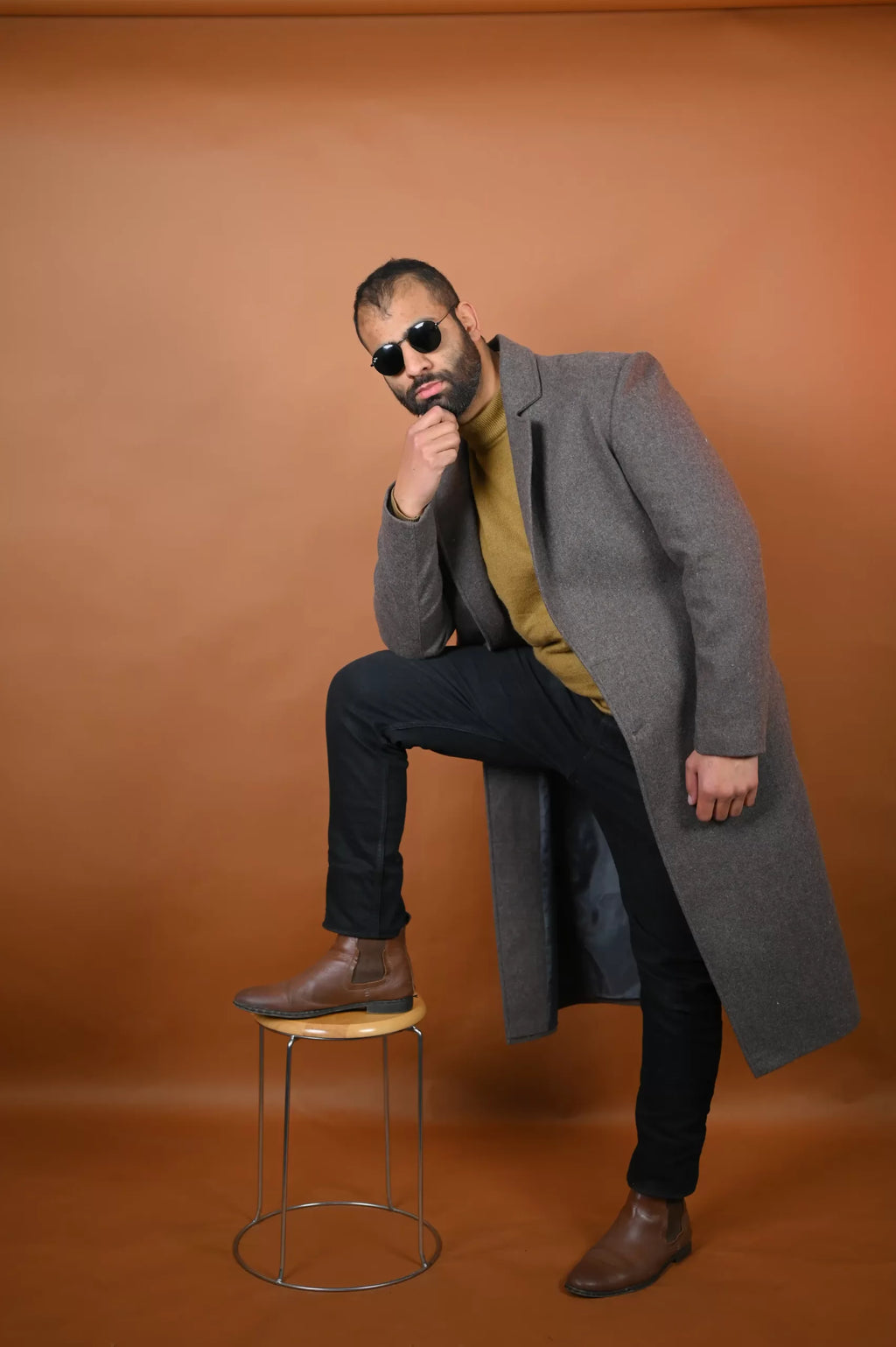 baraqah ash grey winter overcoat for men