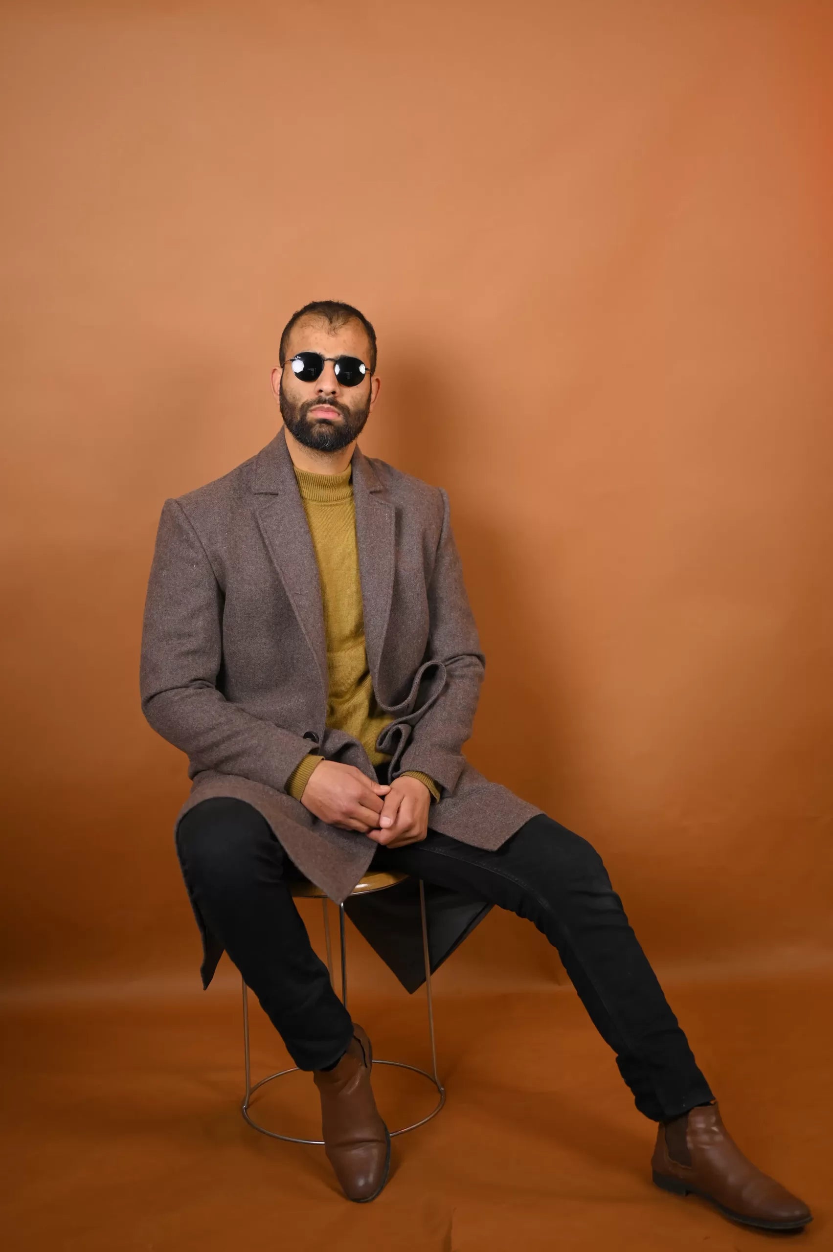 baraqah ash grey winter overcoat for men