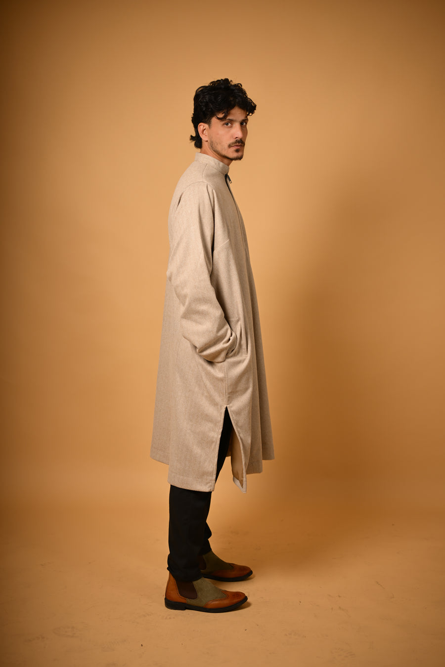 Beige Herringbone Pheran