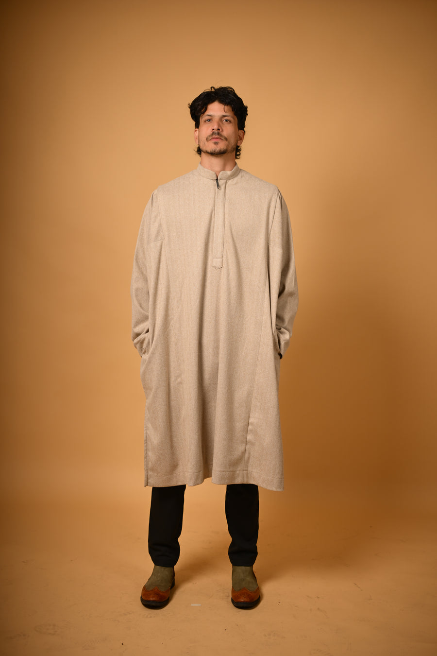 Beige Herringbone Pheran