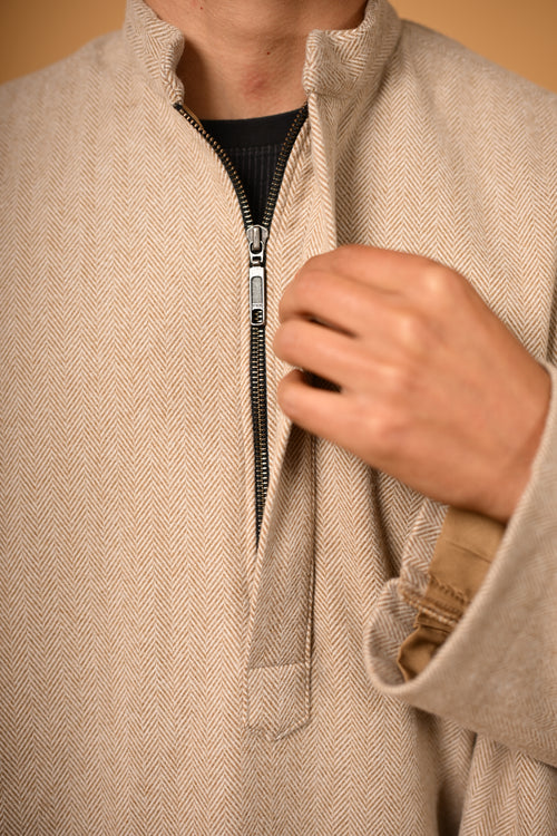 Beige Herringbone Pheran