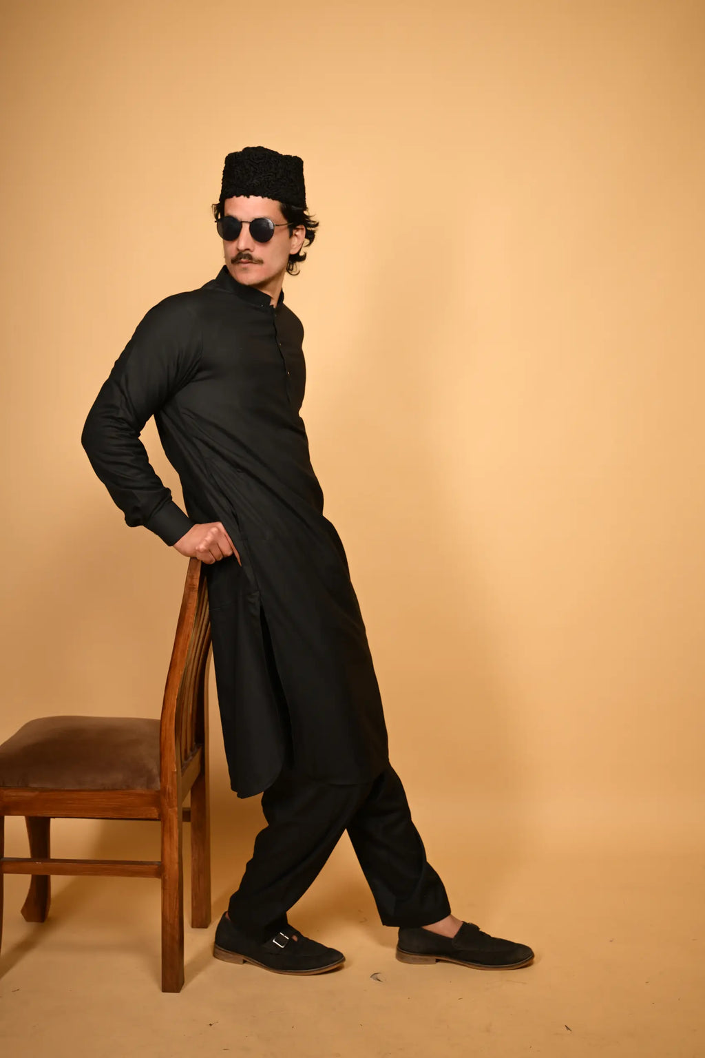 black pathan kameez shalwaar for men 