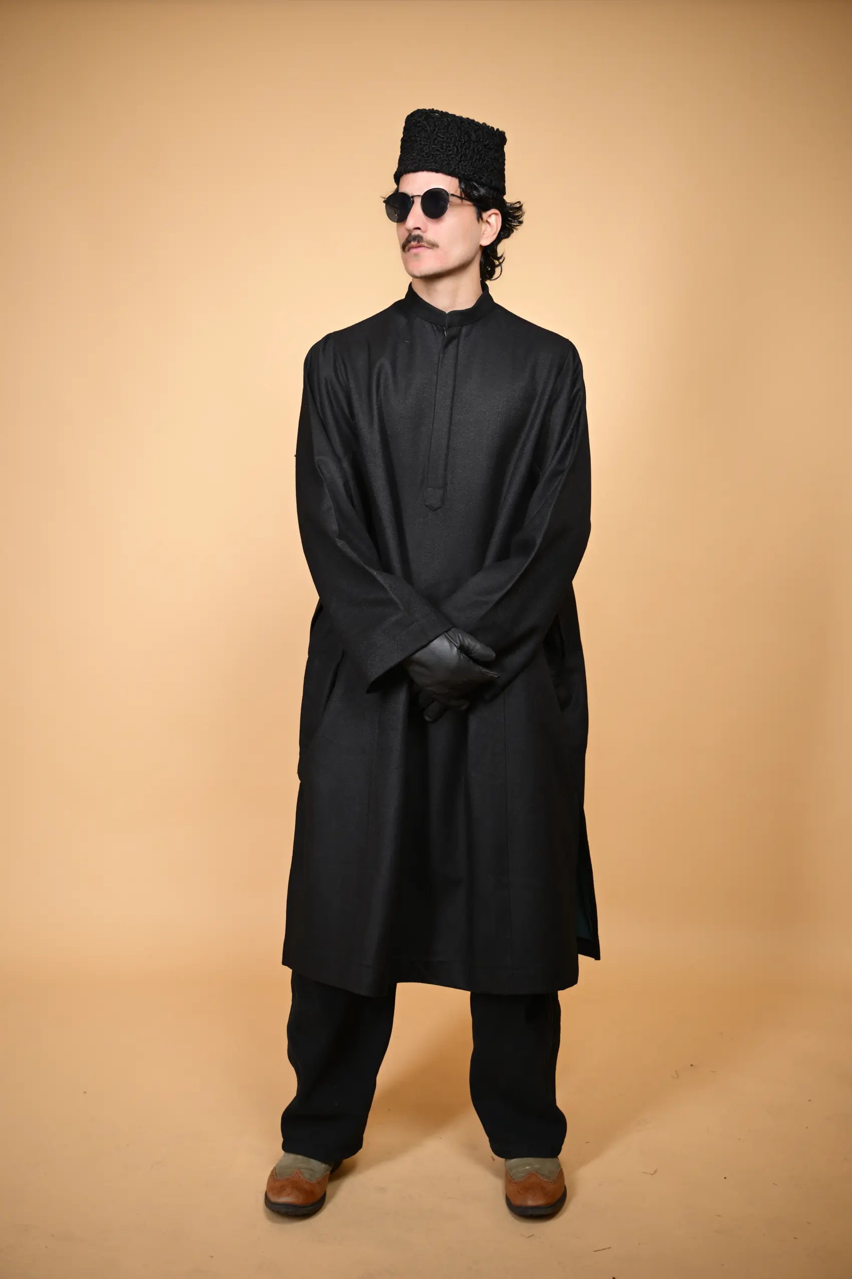 baraqah black tweed men pheran 