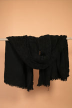 Black Furry Handwoven Merino Wool Blanket
