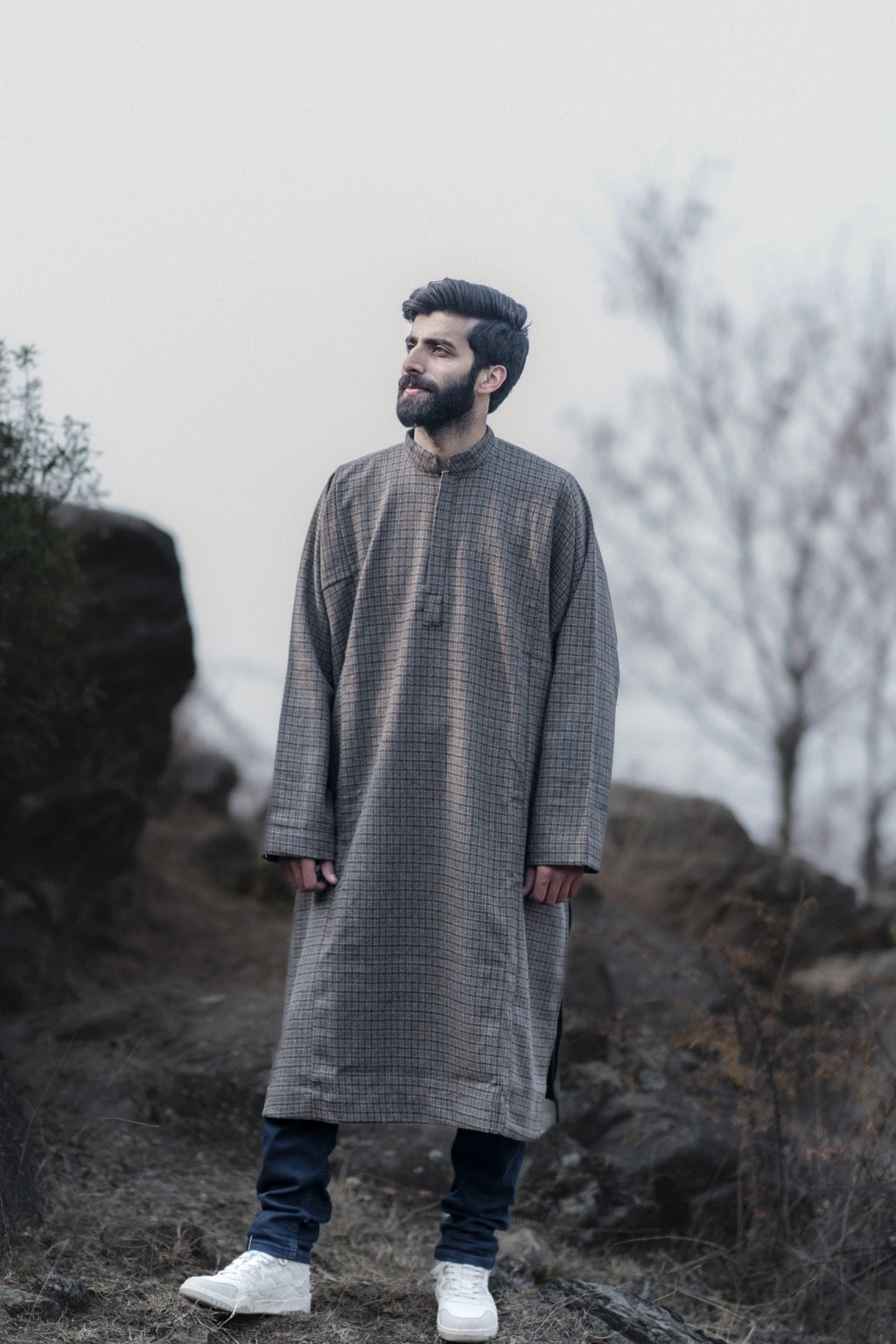 Blue Line Check Gray Pheran