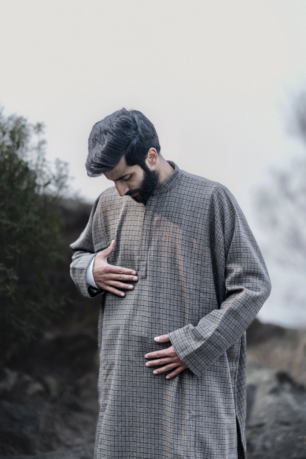 Blue Line Check Gray Pheran