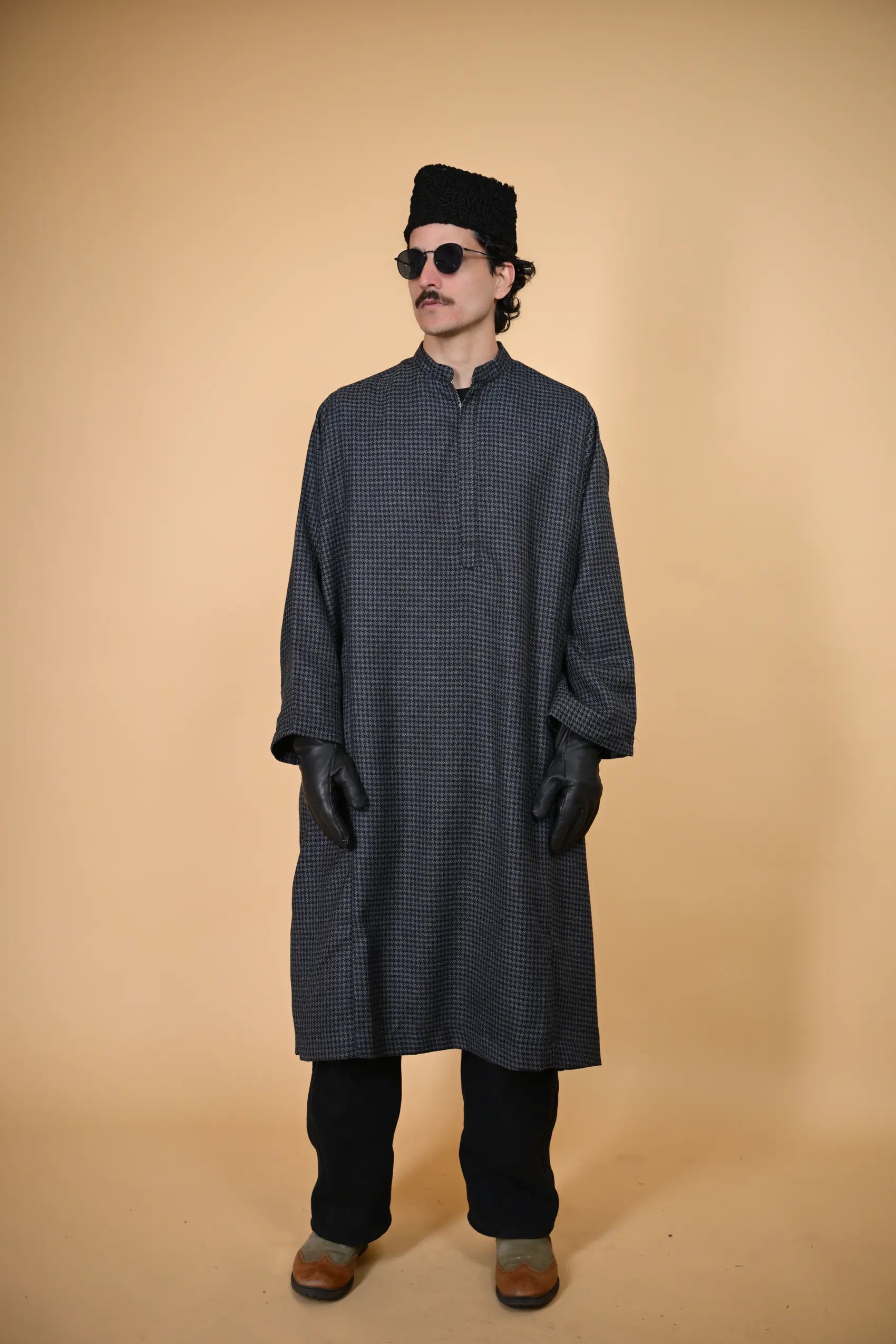 baraqah blue houndstooth winter pheran 