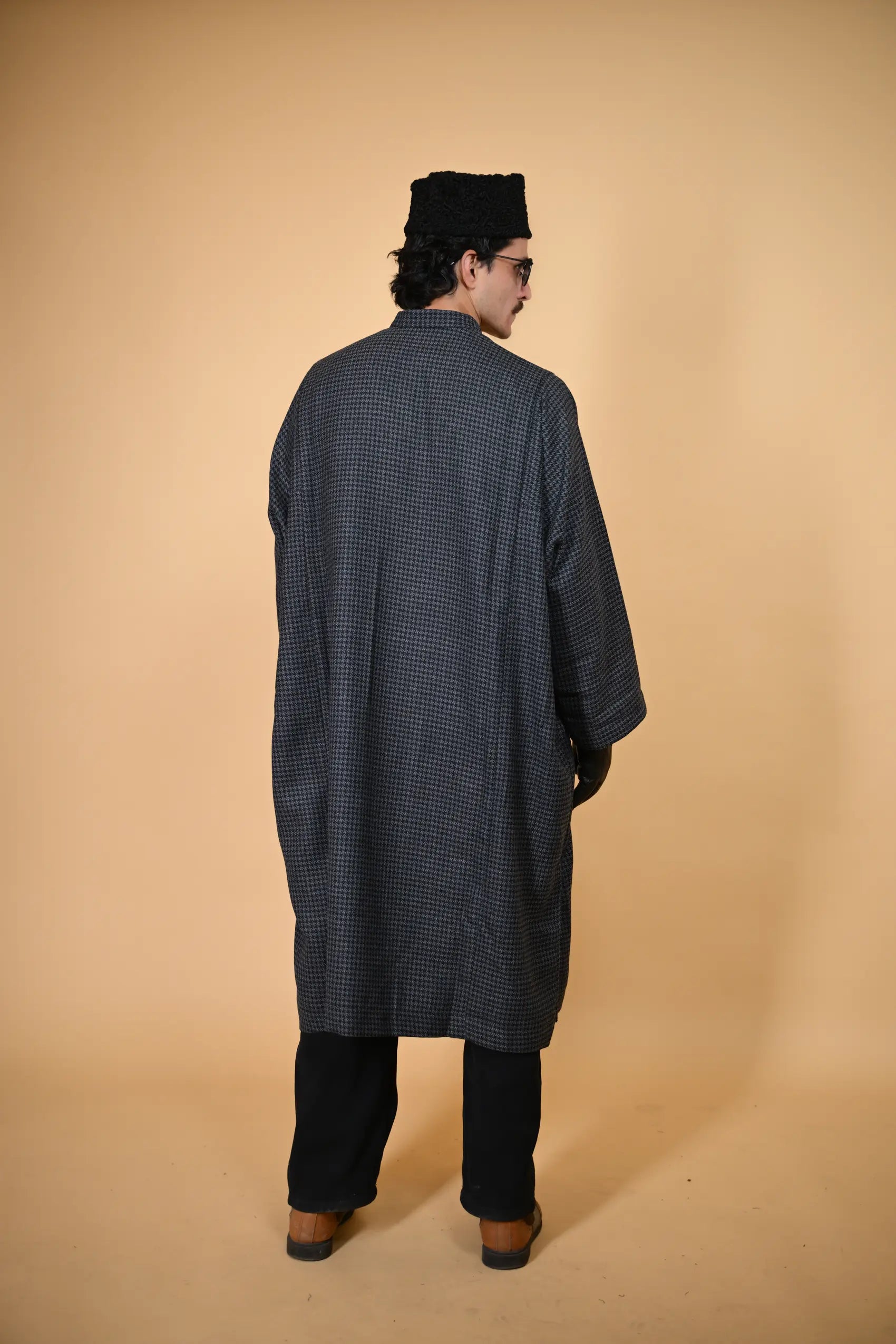 baraqah blue houndstooth winter pheran 