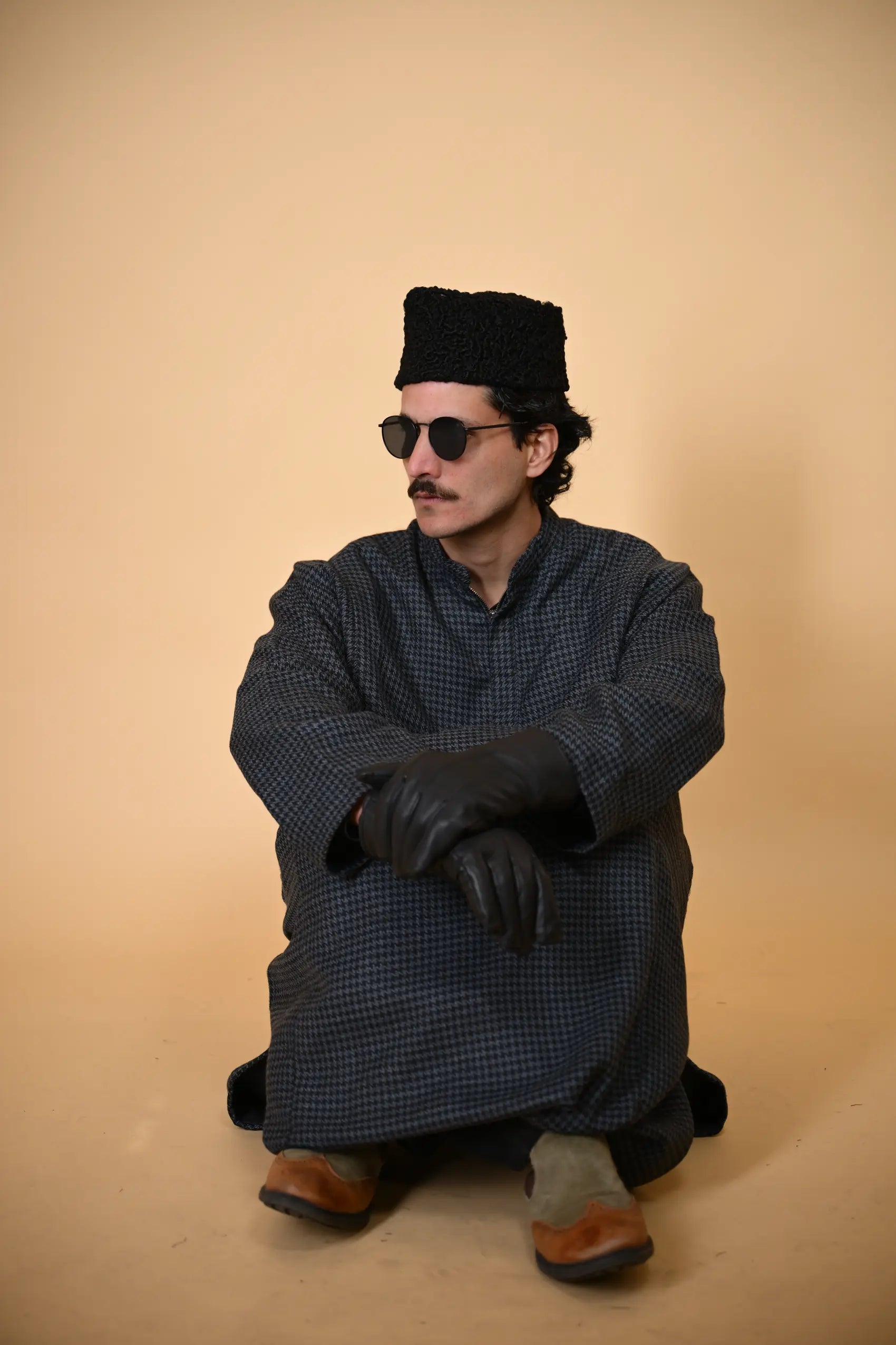 baraqah blue houndstooth winter pheran 