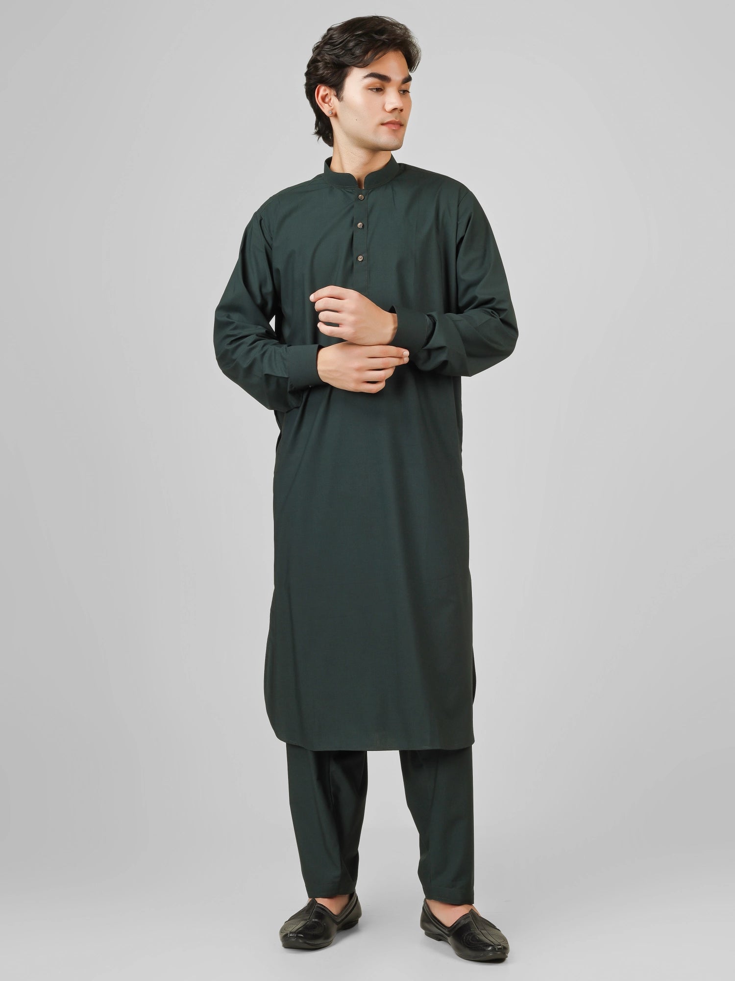 Rasheiq Bottle Green Kameez Shalwar