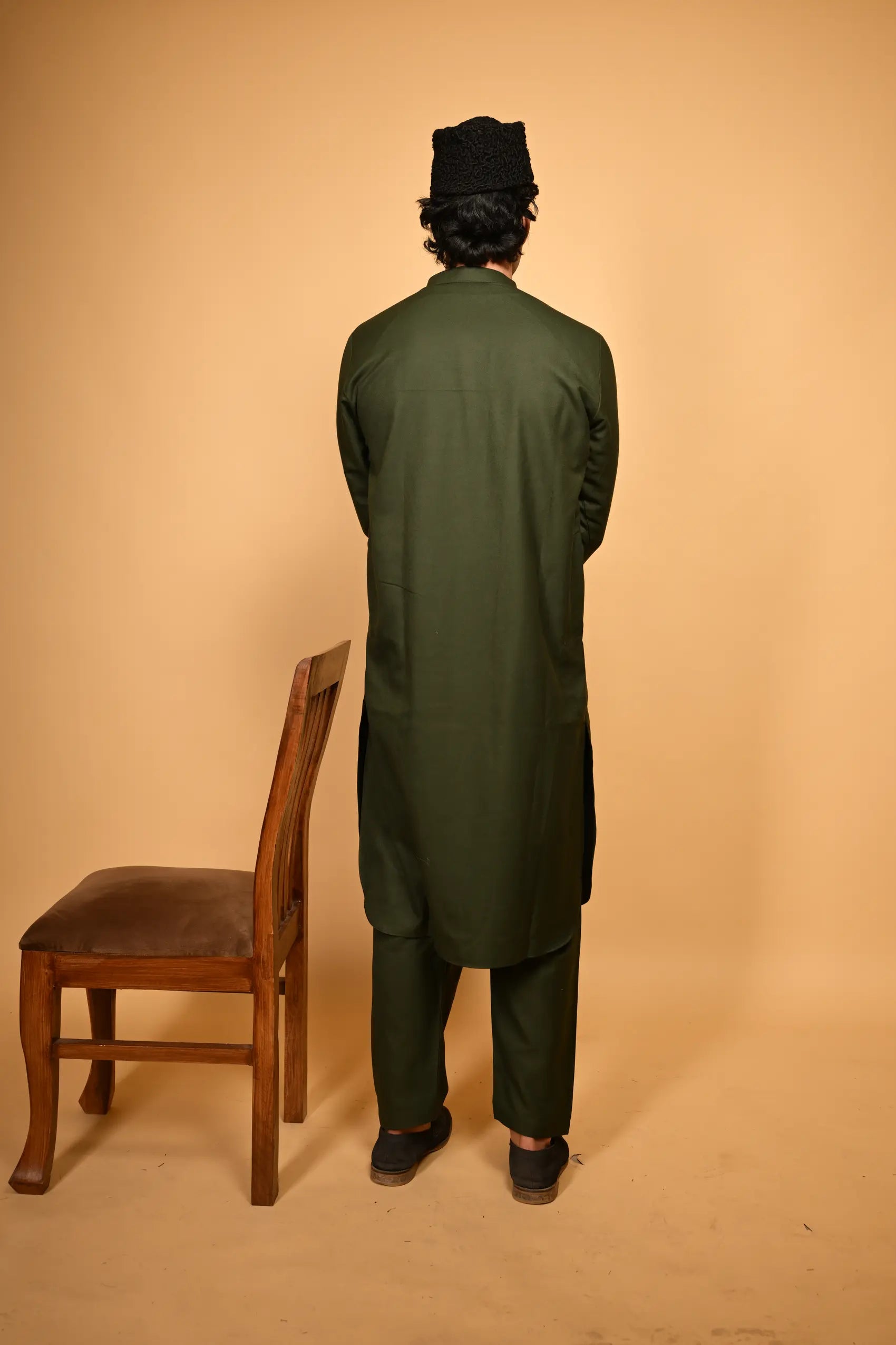 bottle green pathan kameez shalwaar for men 