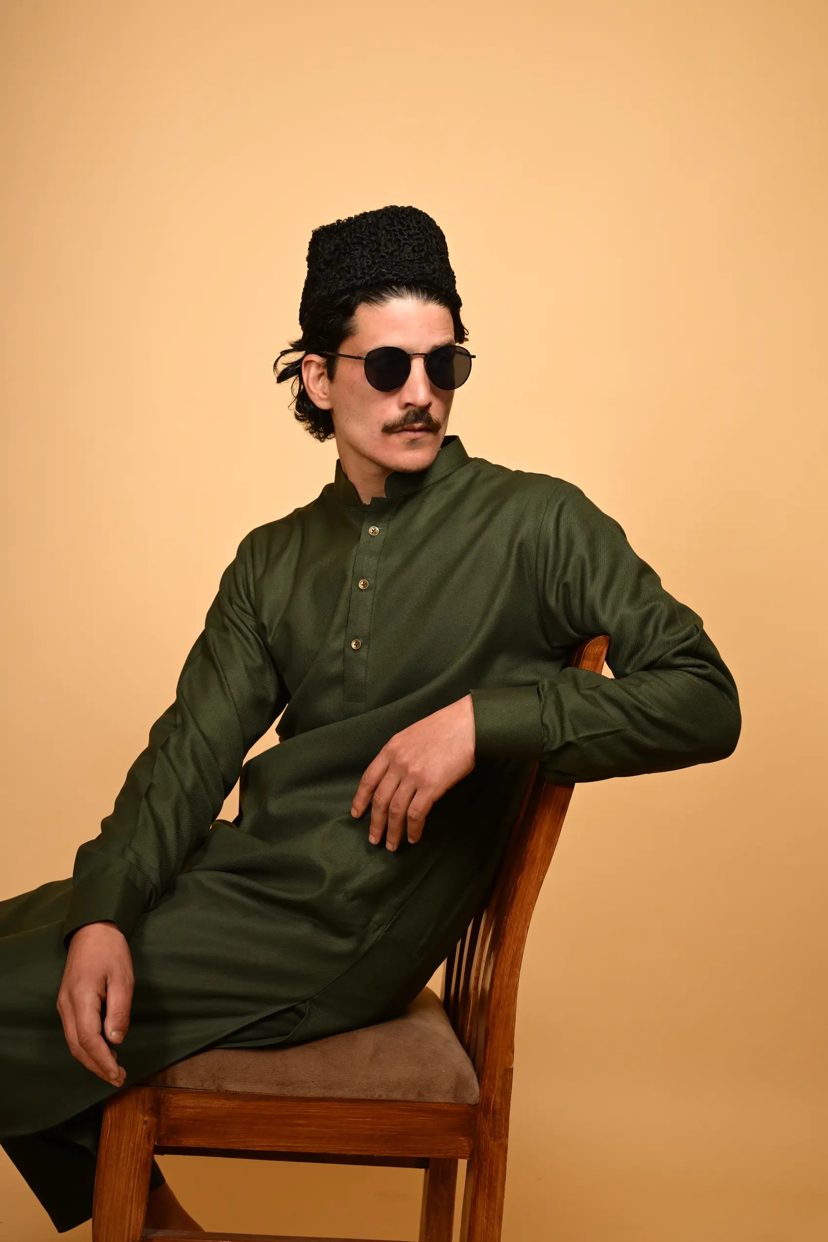 bottle green pathan kameez shalwaar for men 
