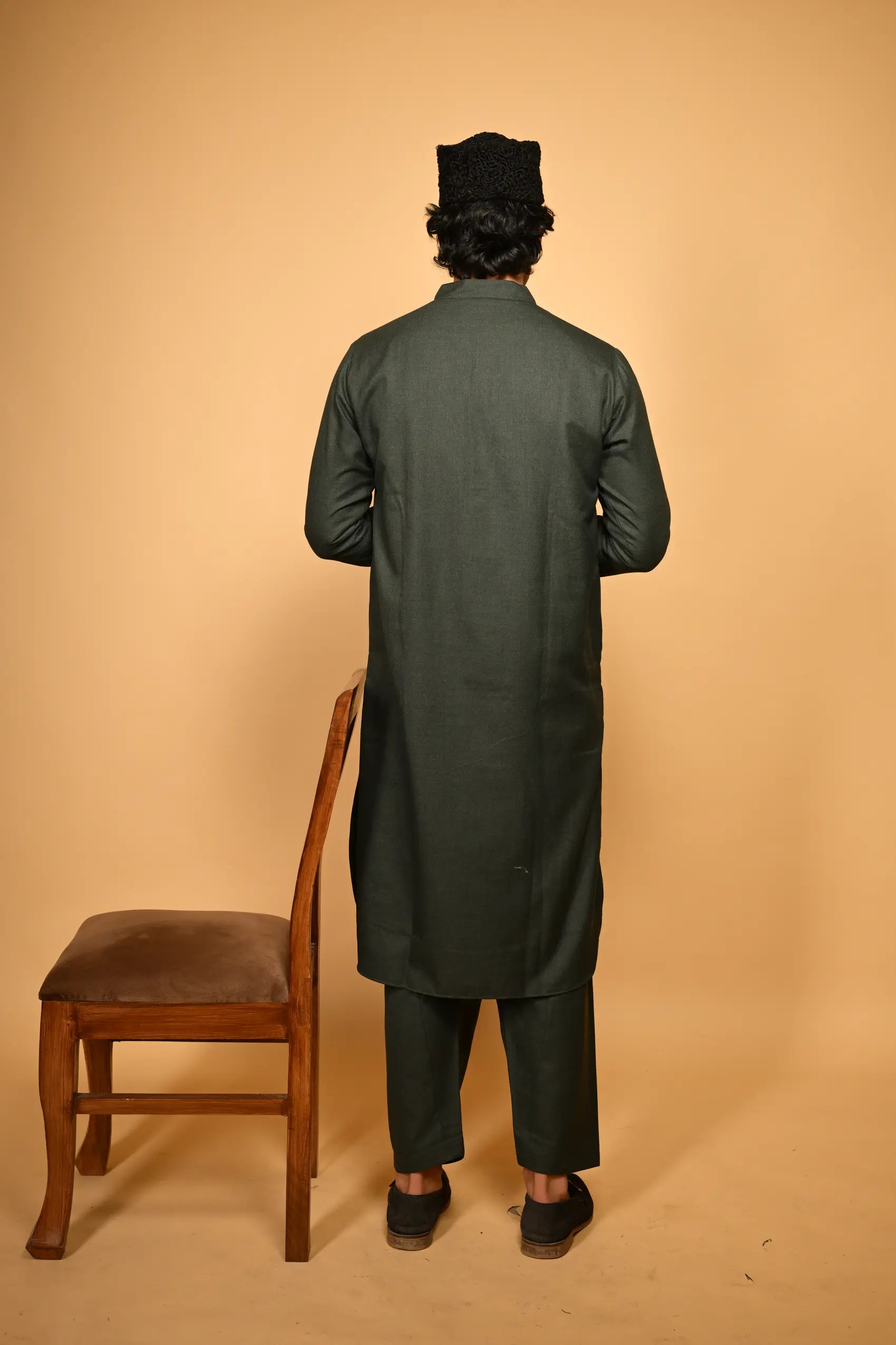 Suf Jakan Bottle Green Kameez Shalwar