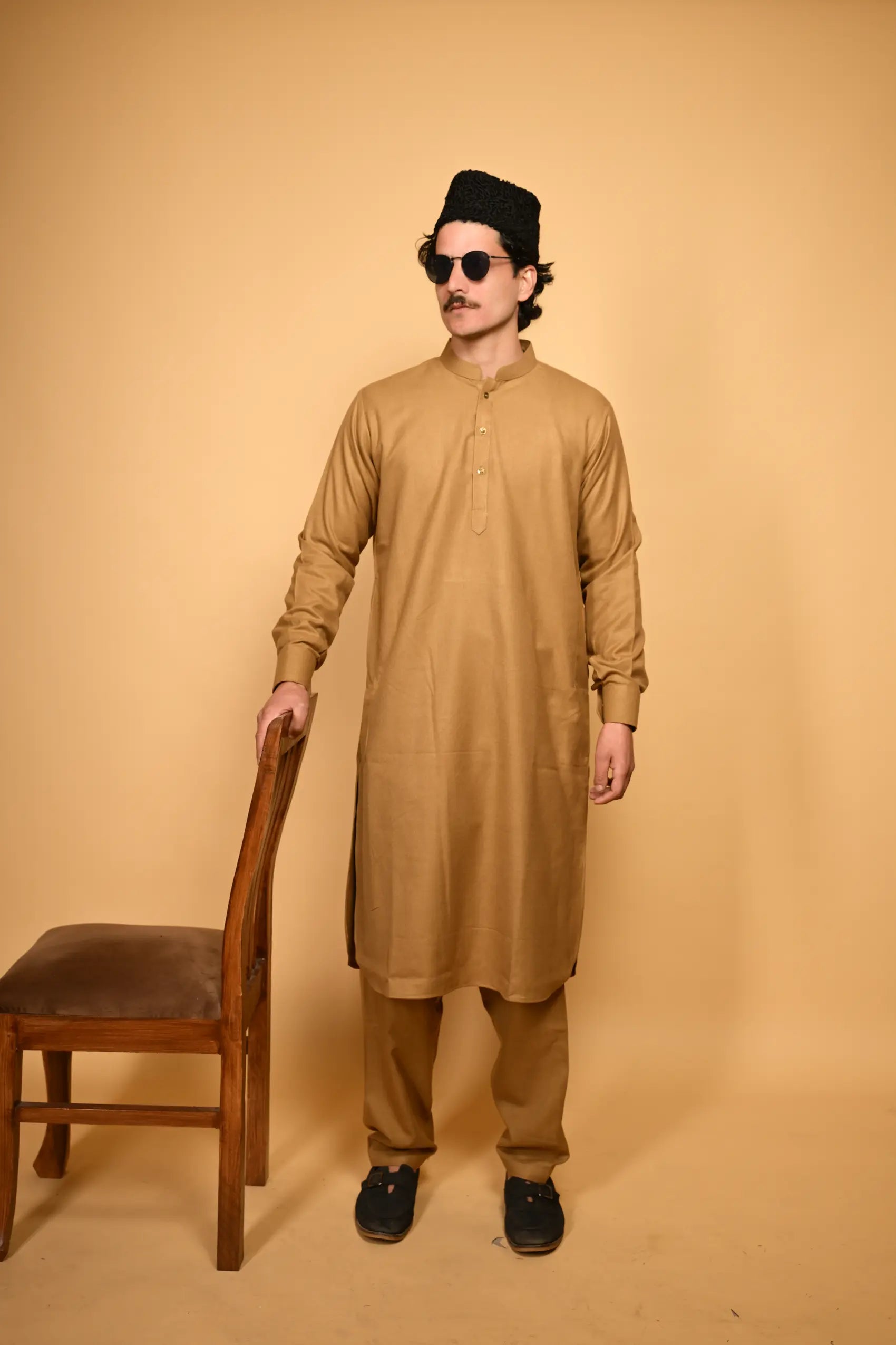 bright beige pathan kameez shalwaar for men 