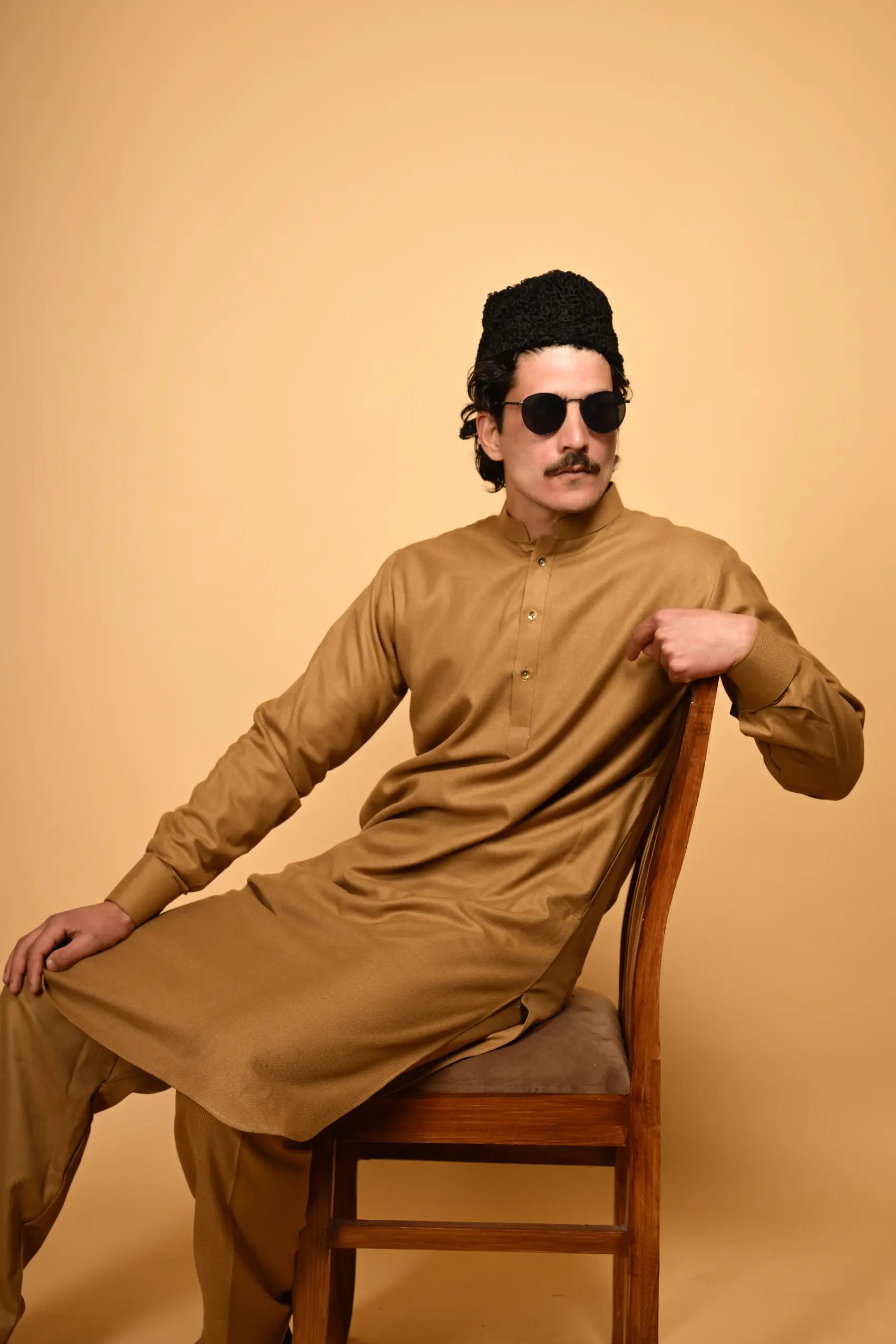 bright beige pathan kameez shalwaar for men 