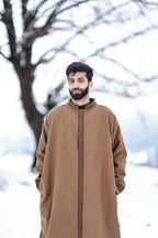 Light Brown Embroidered Closed Overcoat | Not A Pheran