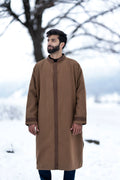 Light Brown Embroidered Closed Overcoat | Not A Pheran