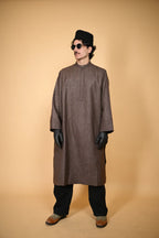 Brown Stone Weave kashmiri traditional Pheran For Men
