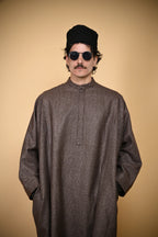 Brown Stone Weave kashmiri traditional Pheran For Men
