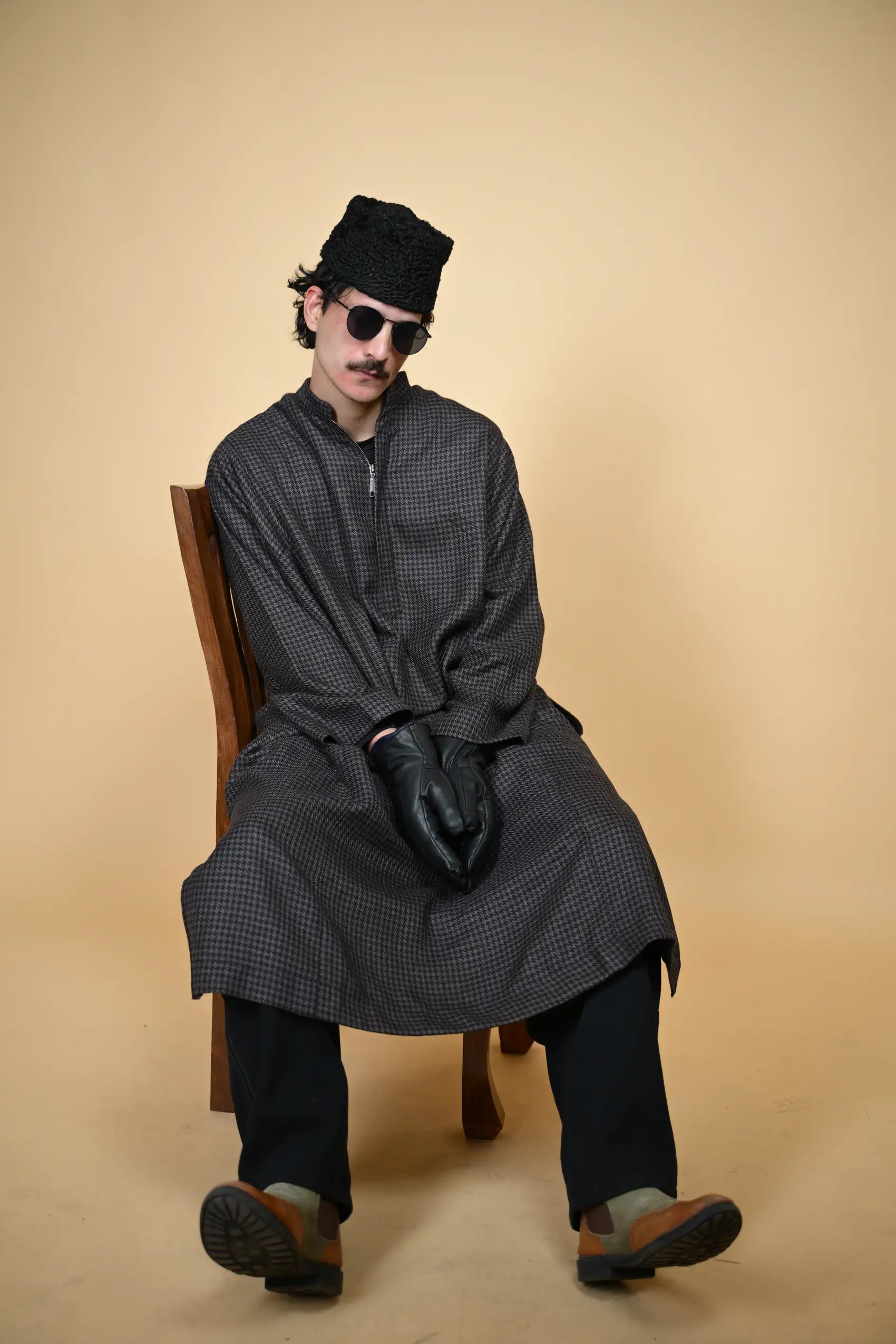 baraqah brown houndstooth men traditional pheran 