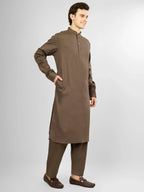 Elara Brown Lycra Cotton Kameez Shalwar