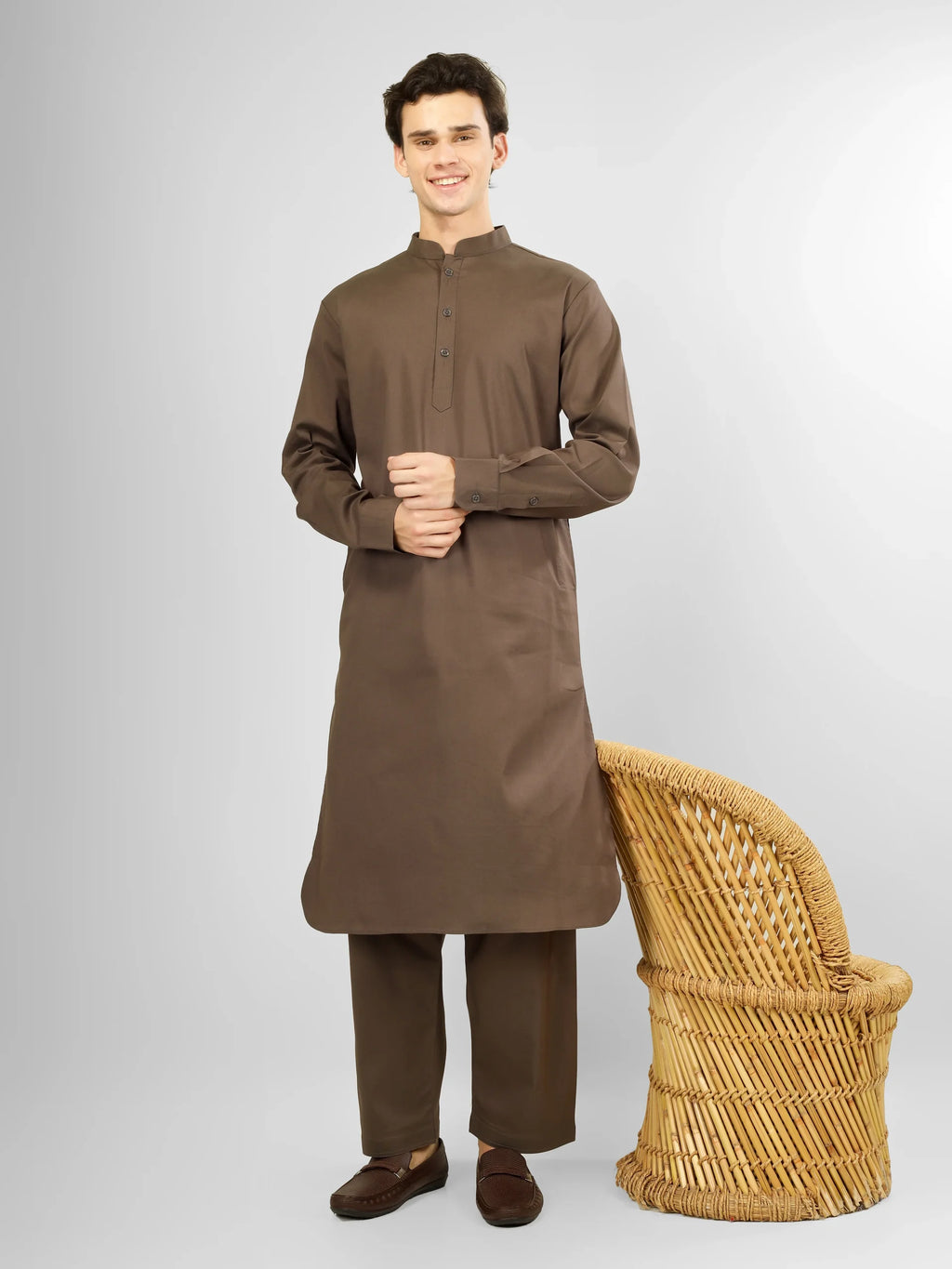 Elara Brown Lycra Cotton Kameez Shalwar