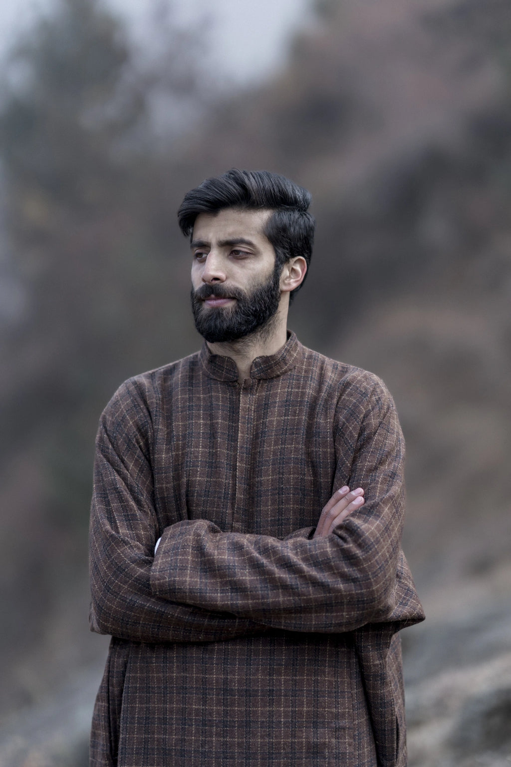 Checkered Rust Brown Pheran