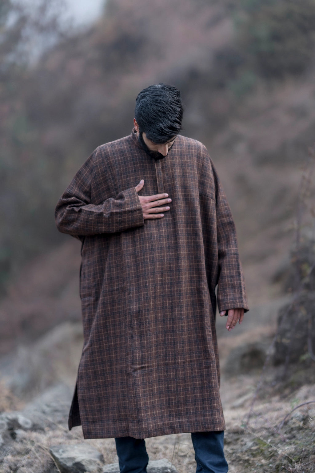 Checkered Rust Brown Pheran