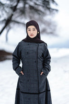 baraqah cobalt checkered winter abaya for women 
