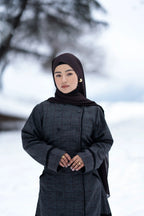 baraqah cobalt checkered winter abaya for women 