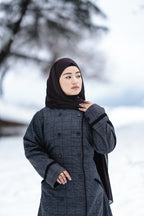 baraqah cobalt checkered winter abaya for women 