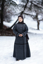 baraqah cobalt checkered winter abaya for women 