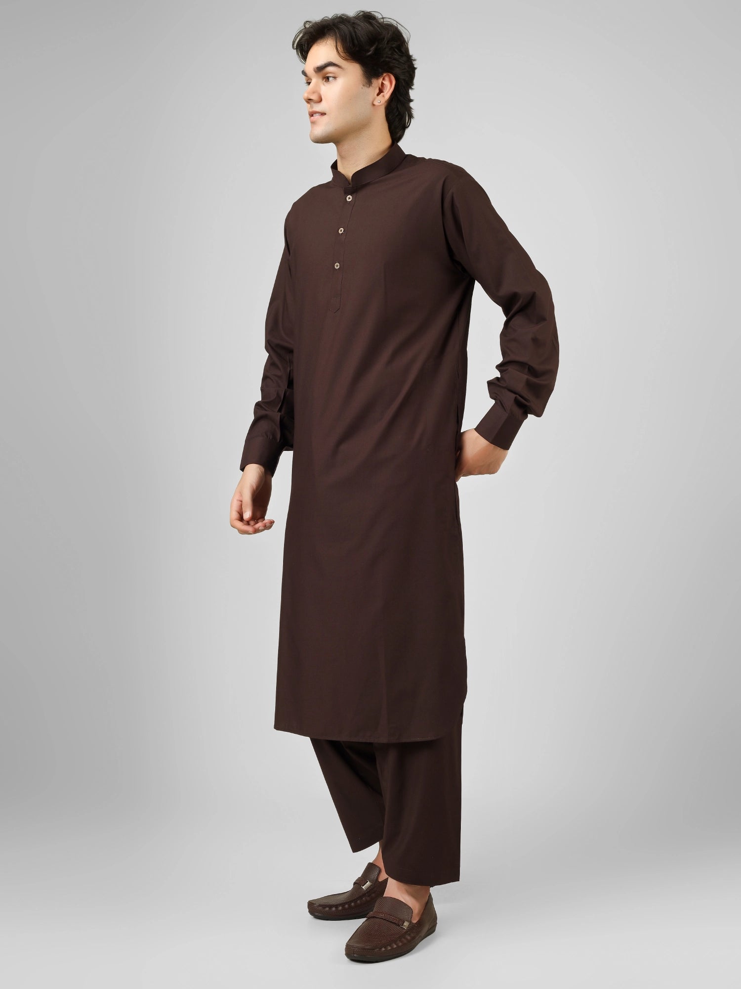 Rasheiq Coffee Brown Kameez Shalwar