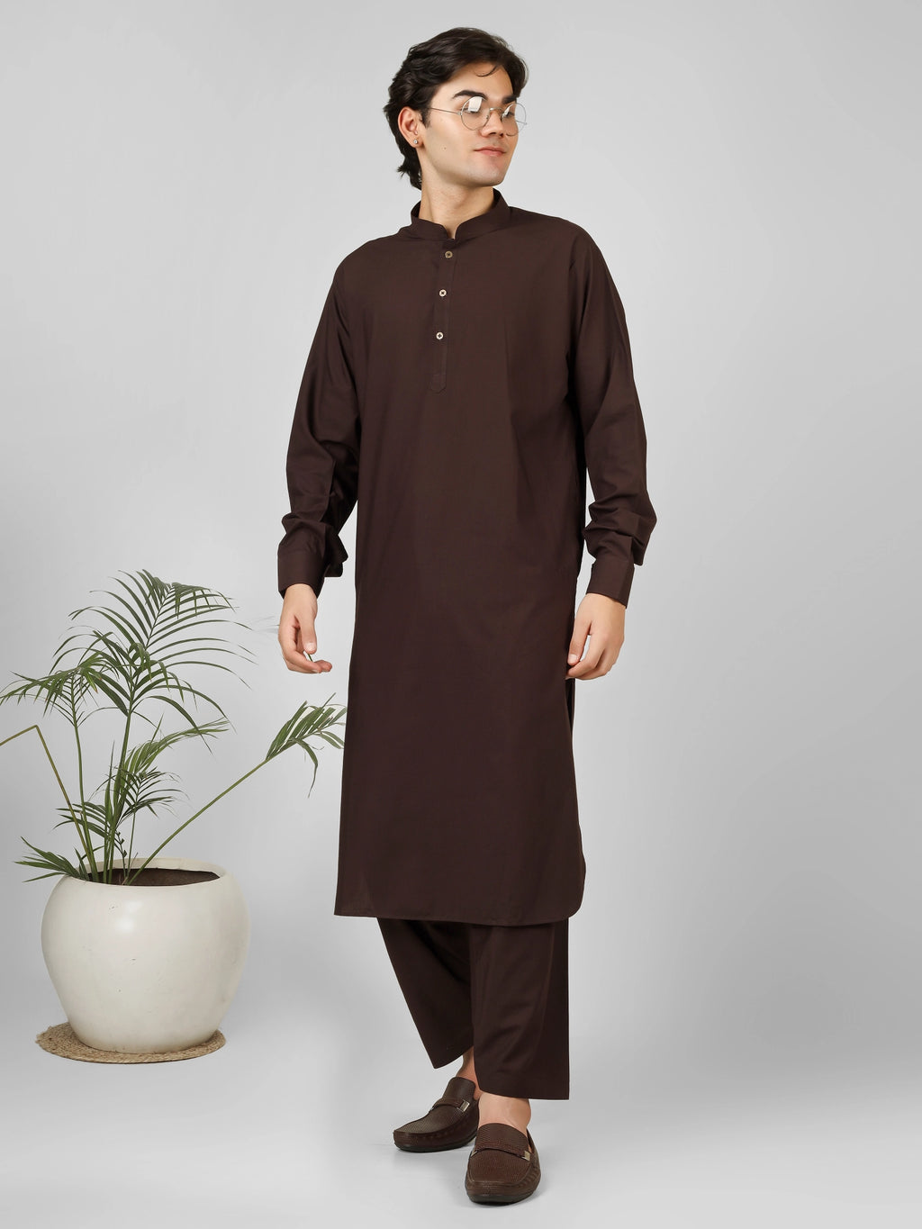 Rasheiq Coffee Brown Kameez Shalwar