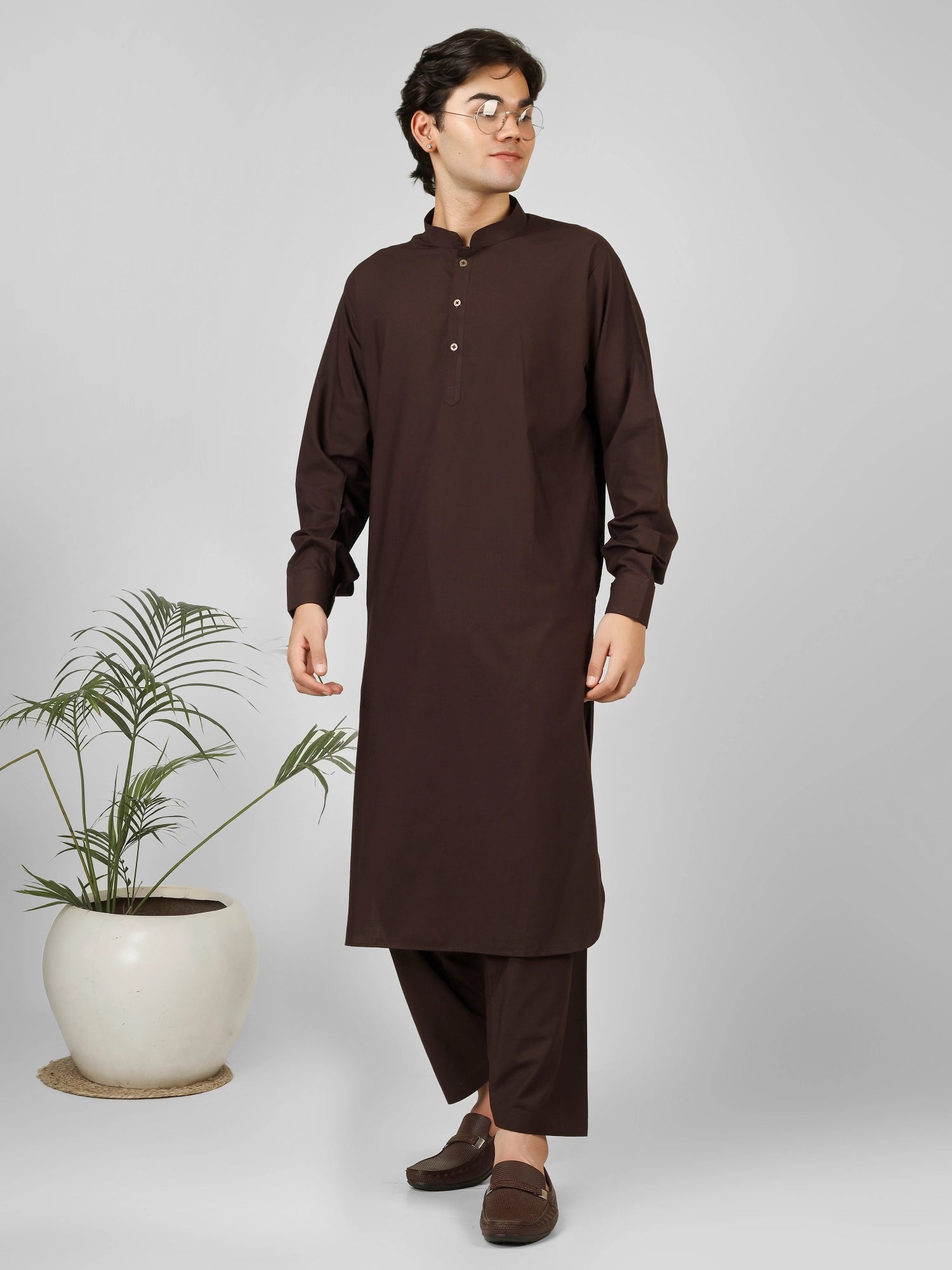 Rasheiq Coffee Brown Kameez Shalwar