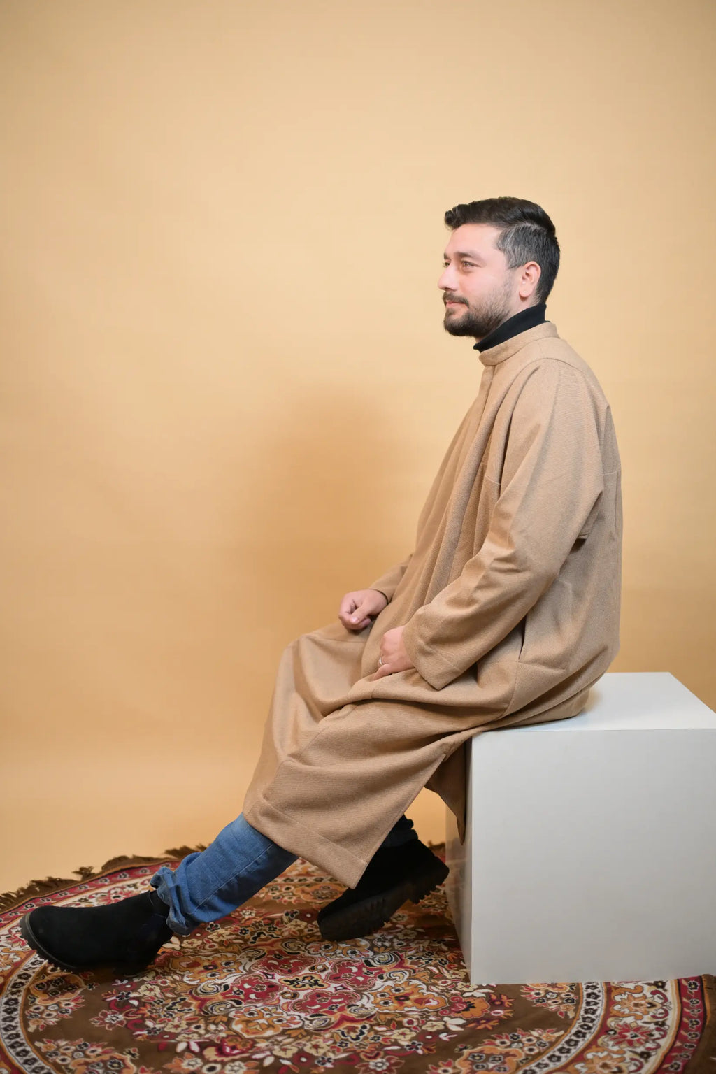 Creme Lined Kashmiri Pheran