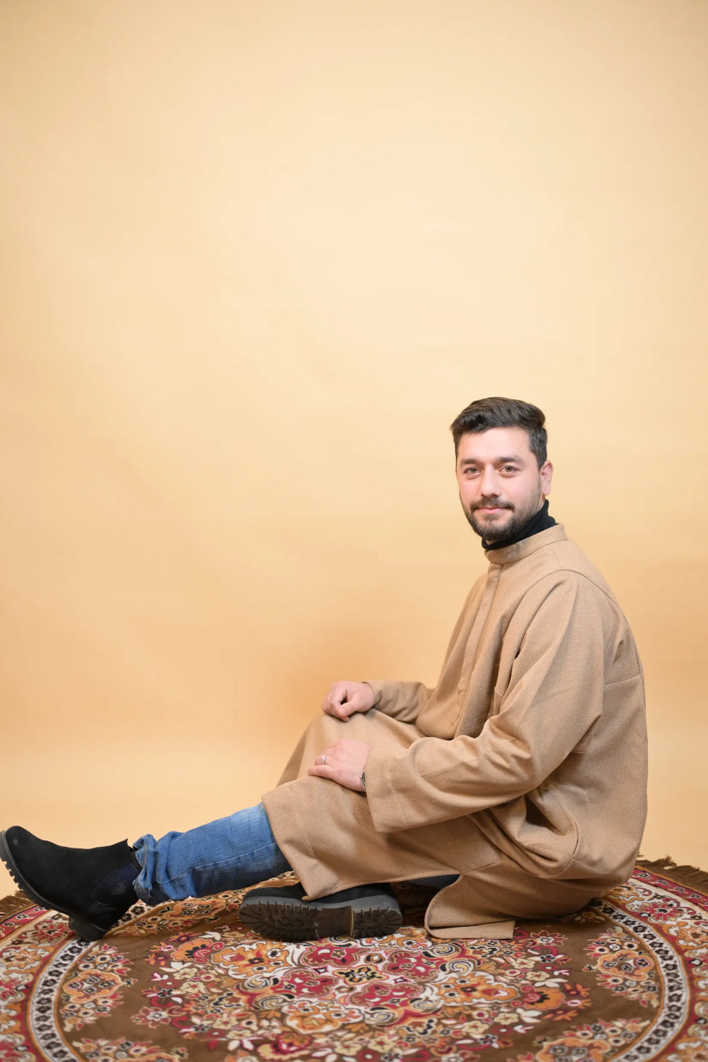 Creme Lined Kashmiri Pheran