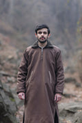 Pecan Brown Fleece Closed Overcoat | Not A Pheran