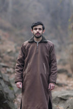 Pecan Brown Fleece Closed Overcoat | Not A Pheran