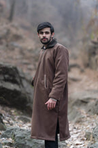 Pecan Brown Fleece Closed Overcoat | Not A Pheran