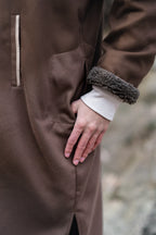 Pecan Brown Fleece Closed Overcoat | Not A Pheran
