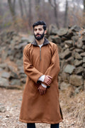Ochre Mustard Fleece Closed Overcoat | Not A Pheran