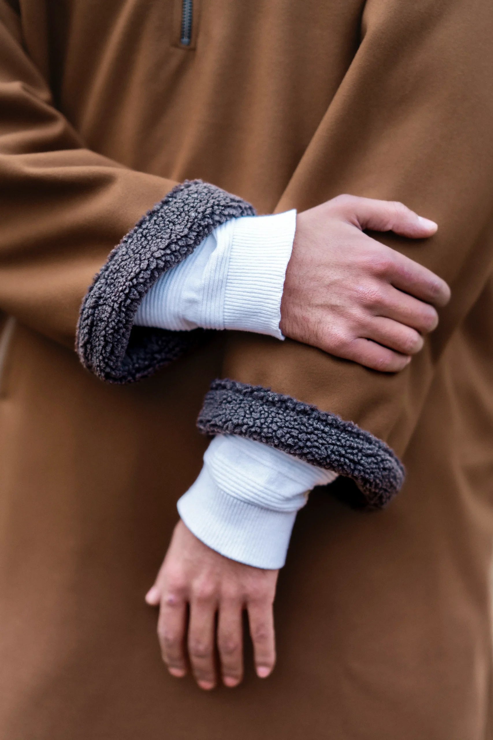 Ochre Mustard Fleece Closed Overcoat | Not A Pheran